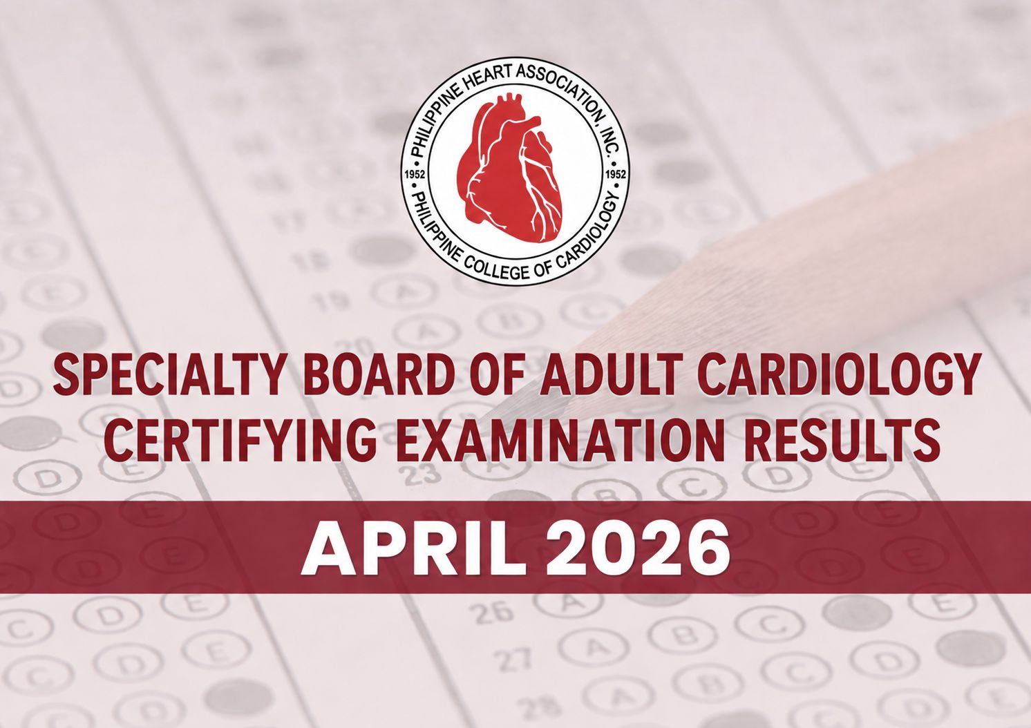 Specialty Board of Adult Cardiology Certifying Exam Results for 2026