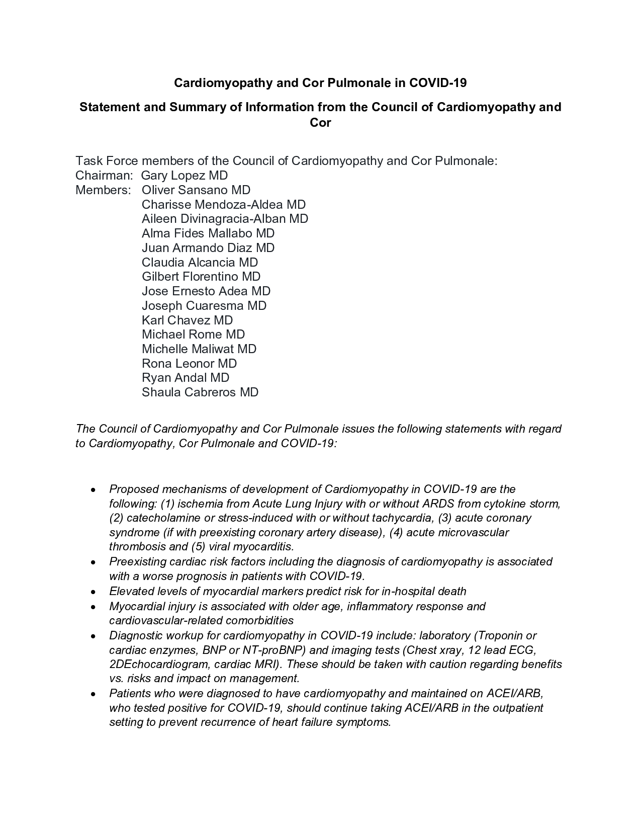 Cardiomyopathy and Cor Pulmonale in Covid 19 1 001