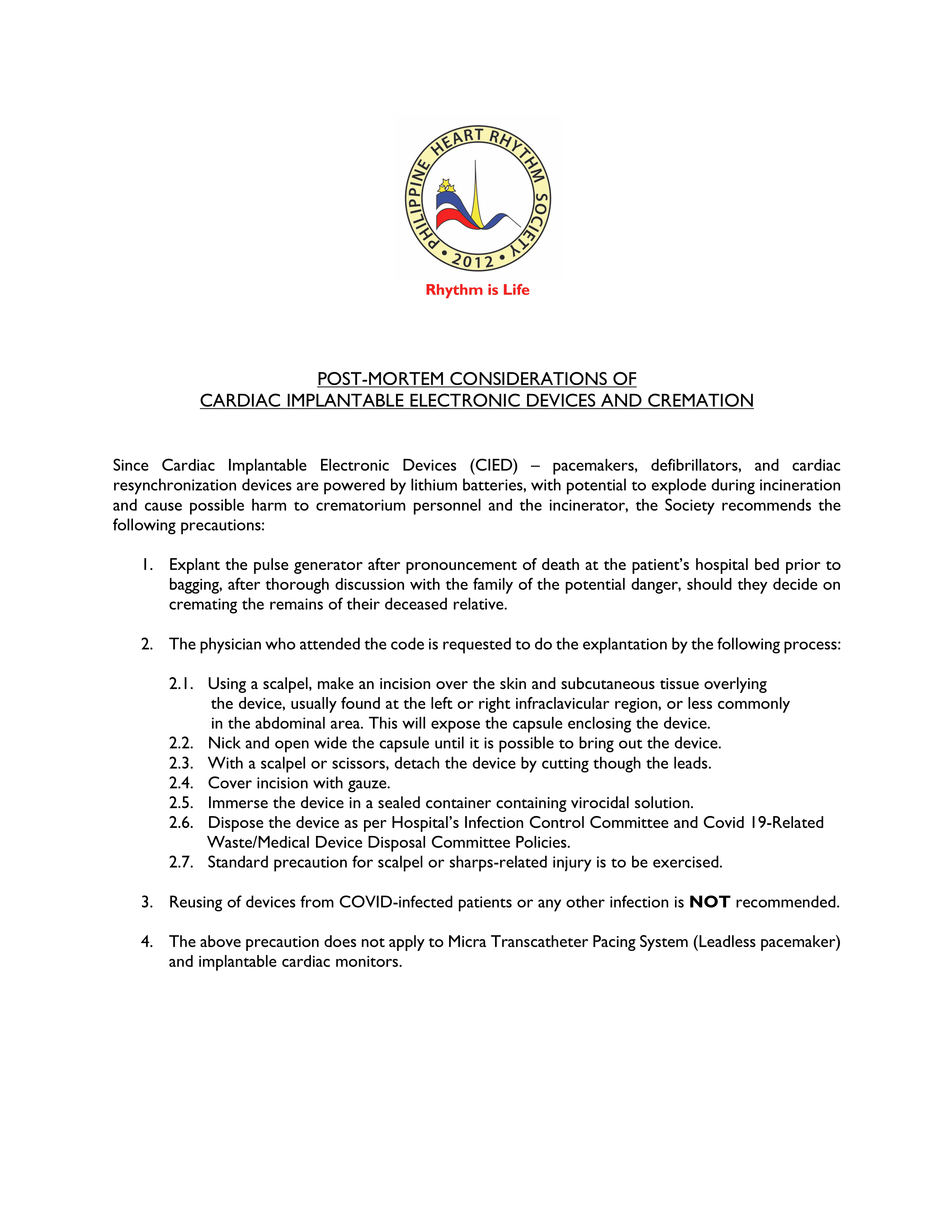 PHRS STATEMENT ON CIED Cremation 1 1